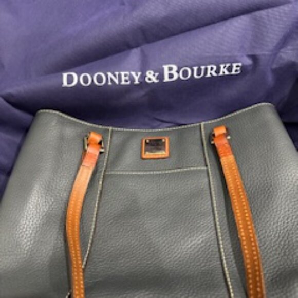 Dooney & Bourke Pebble Leather Small Lexington Tote Dark Grey EUC - Picture 1 of 7